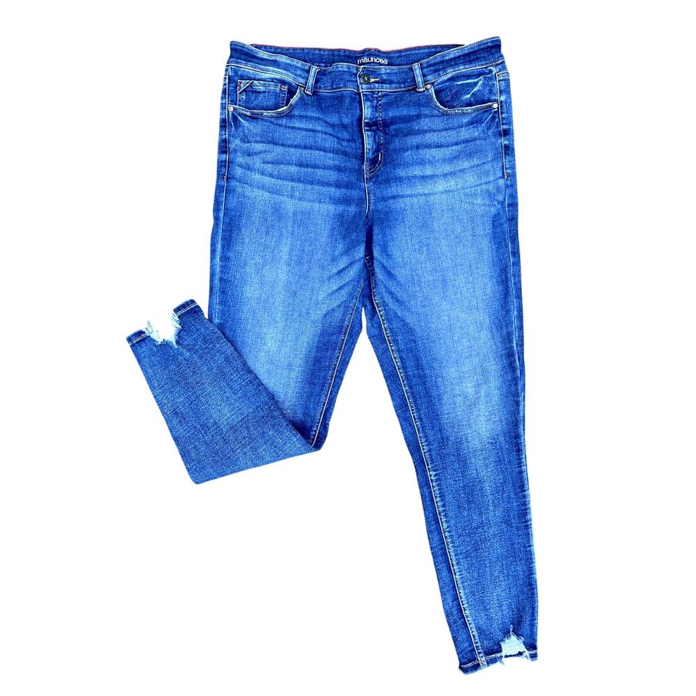 Maurices high rise distressed Xlong skinny jeans plus size 24x32.5"